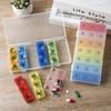 Dispensador de Medicamentos Portátil, 21 Compartimentos, Caja de Salud Arcoíris, Mini Caja de Almacenamiento de Plástico, Personalización de Medicamentos, 7 Días a la Semana