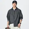 Chaqueta de mezclilla pesada para hombre, modelo primavera 2026, camisa a rayas con bloques de color, chaqueta de cuello camisero, camisa de marca de moda al por mayor