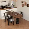 Nueva Mesa de Comedor Retro Francesa de Madera Maciza Ovalada para Hogar Apartamento Pequeño Negra Antigua Sala de Estar Mesa de Comedor Integrada Escritorio