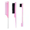 Set de Tres Piezas de Venta Caliente Transfronterizo Peine de Cola de Punto de Partición para Peluquería Doble Cara Doble Uso Cepillo para Cejas Peine de Tres Filas para Desenredar Herramientas de Peluquería