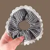 Goma para el pelo de niña con lunares y encaje, scrunchie de tela, estilo francés dulce, versátil, linda para coleta, accesorio para el pelo, estilo Ruth