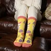 Calcetines personalizados para mujer, hechos a medida según muestras, calcetines de algodón puro, producción de muestras, jacquard con estampado de dibujos animados, OEM/ODM, industria del calcetín de Zhuji