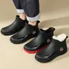 Botas de Lluvia Antideslizantes Nuevas Cortas hasta el Tobillo Botas de Goma para Hombre Zapatos de Pesca con Felpa Cubrezapatos Impermeables para Adulto Cocina Trabajo Estudiante