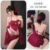 Noite Longa Lingerie Sexy Puro Desejo Bordado Sexy Decote em V Profundo Halter Faixa na Cintura Conjunto de Fantasia para Dança Quente Qqny1552