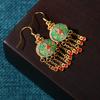 Nova Corrente Nacional Método Antigo Galvanoplastia Esmalte Frio Artesanato Imitação Elaborada Jade Hetian Vermelho do Sul Vintage Brinco com Pingente da Corte
