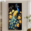 Pintura Decorativa Moderna de Lujo Ligero de Pavo Real Rica y Auspiciosa para Recibidor Directamente Frente a la Puerta Pintura de Pared Sencilla y Grandiosa de Fénix para Pasillo