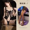 Lingerie Sexy Hemei, Body de Renda Bordada Justo, Conjunto Push-Up Sem Costura e Sem Abertura no Gancho, Tentador