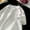 Nueva Camiseta Casual de Manga Corta con Cuello Redondo Bordada de Algodón Tensel de 250g Lavado a la Arena para Hombre 2025