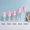 Botella de espuma transparente para mascotas con 30 dientes, 30 ml y 100 ml, limpiador facial, champú y espuma, lista para la venta.