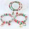 Mais Vendido Europeu e Americano Novo Vermelho, Verde e Branco Argila Polímerica Liga Letras Natal Enfeites de Mão Pendente Papai Noel Pulseira de Natal