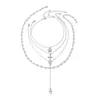 Colar Cruz de Metal com Pingente de Especiaria Transfronteiriço Europeu e Americano Corrente de Clavícula em Y Elegante com Contas de Pérola Multicamadas