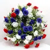 Guirnalda de Rosas Roja, Blanca y Azul del Día de la Independencia Transfronteriza Colgante de Decoración para el Hogar Pantalla de Mesa para Bodas Planta Simulada Rosas