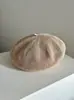 Gorro Boina de Lino Transpirable Delgado Blanco, Verde, Azul Claro para Primavera y Verano, Boina de Moda Estilo Británico Retro para Mujer