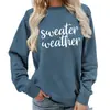 Clima de Suéter Estampado Gola Redonda Tops Femininos Moletom Fornecimento para Exportação Outono e Inverno Solto e Versátil Amazon