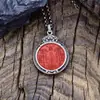 Colgante de Moneda Personalizada con Runa Espíritu de la Montaña de Plata 925 con Superficie de Cinabrio y Mantra de Seis Caracteres, Colgante de Rueda Bagua Tai Chi