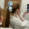 Clip de Banana con Lazo de Terciopelo de Acero para el Cabello de Mujer Pinza para el Pelo de la Parte Trasera Diadema Pinza para Cola de Caballo Pinza Vertical Pasador Accesorios para el Cabello