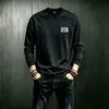 Camiseta de Manga Larga para Hombre Estilo Americano Estampada con Sorona Delgada Versátil Ligeramente Holgada Ropa Exterior Capa Interior Capa Base Camisa