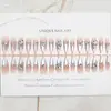 Uñas Postizas Estilo Puro Deseo Estilo Francés, Puntas de Uñas Postizas Puras Hechas a Mano Estilo Ojo de Gato de Princesa Cubo de Azúcar, 30 Piezas de Pegatinas para Uñas