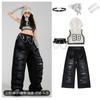 Ropa de Performance para Niñas de Jazz Fishnet Vest Suit Ropa de Pasarela Jazz para Niños Hip-Hop Ombligo Performance Ropa de Moda