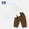 Conjunto de Duas Peças Roupas Infantis Meninos Europeus Outono Camiseta de Manga Longa e Calça Casual Roupa Infantil Bebê Conjunto de Duas Peças Camiseta Básica Calça Longa