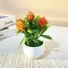 Simples Escandinavo 5 Tomates Cereja Vasos com Fio Mini Bonsai Mesa de Escritório em Casa Flor Artificial de Plástico Plantas em Vasos Mini