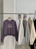 Moletom KEKEZOON com estampa de letras e gola redonda, top casual feminino de corte solto, versátil para o outono, camisa de manga comprida estilo coreano, 9063