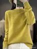 Novo Suéter de Gola Alta Meia-Boca para Outono e Inverno Feminino, Corte Justo, Tricô de Lã Vazado de Manga Longa, Peça de Roupa Externa da Moda