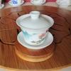 Conjunto de Chá Kung Fu Chaoshan Porcelana de Jade Branco Puro Tigela com Tampa Sancai Tigela de Chá Pequena Mini Tigela de Chá Caixa de Presente para Degustação de Chá Pintada em Azul e Branco
