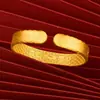 Pulsera de Boda Dragón y Fénix Jugando con Cuentas de Oro de Arena Vietnamita Cobre Chapado en Oro Electrochapado al Vacío de Alta Calidad Pulsera Abierta Auspiciosa Venta al por Mayor
