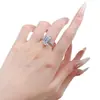 Anillo Rectangular de Plata S925 Nueva Corte Esmeralda Simulada 9*14mm Cruzado Modelo de Joyería Mujing Europeo y Americano