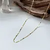 Collar de Plata de Ley S925 con Ola y Brillo para Mujer, Estilo Ins Simple y Moderno, Cadena Plana en Capas Transfronteriza Europea y Americana, Venta Caliente al por Mayor