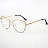 Nuevo negocio metal diamante ceja miopía marco de gafas moda viajero ojo de gato luz azul anti-reflejo plano