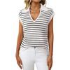 Suéter informal de punto con cuello en V y solapa a rayas para mujer, ropa transfronteriza europea y americana, Amazon 2025