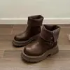 Botas Martin retro con plataforma para aumentar la altura para mujer, nuevo estilo británico otoño e invierno 2026, botas color marrón Maillard, botines negros