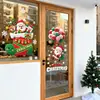 Pegatina Estática de Calcetín Navideño Santa Claus de Dibujos Animados Reno Oso Pequeño Pegatina para Puerta de Cristal Tienda de Centro Comercial Festival