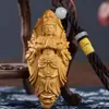 Adorno de Mano de Guanyin de Mil Brazos Fruta Marfil, Caja Pequeña de Madera de Boj Tallada de Hojas Pequeñas Guanyin Bodhisattva Juguete