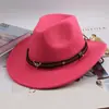 Fedora de lã, chapéu de cowboy, estilo étnico masculino e feminino, chapéu de sol estilo europeu e americano para casais primavera e verão, chapéu de jazz