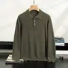 Suéter de cachemira con cuello polo de stock de fábrica para hombre, color liso, suéter de lana de punto simple, camisa base suave y amigable con la piel
