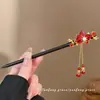 Nuevo Pasador de Madera Estilo Chino para Niñas, Accesorio Tradicional para el Cabello Hanfu Cheongsam, Pasador Rojo para Recogidos, Adorno para la Cabeza para Mamianqun
