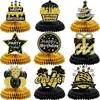 Juego de 9 Piezas de Decoraciones de Panal Coloridas para Fiestas de Cumpleaños, Decoraciones de Mesa, Montaje de Mesa de Fiesta, Bases de Panal de Papel