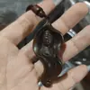 Colar com Pingente de Bodhisattva Esculpido em Madeira Maciça de Buxinho de Folha Pequena, Colar com Pingente de Estátua de Buda Portátil, Acessórios Culturais e de Entretenimento