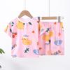 Conjunto de Ropa de Casa Delgada de Algodón y Seda para Niños de Verano Pijama de Algodón y Seda Manga Corta Pantalones Cortos Casual Dibujos Animados