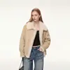 Jaqueta shearling nova 2026 para mulheres, outono e inverno, estilo curto espesso, forrada com fleece, camurça, jaqueta de motociclista
