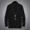 Suéter Masculino 2025 Outono e Inverno Suéter de Gola Alta Masculino Novo Suéter Casual Tricô Base Solto Masculino