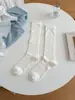 Meias Brancas de Renda Estilo Japonês para Mulheres, Meias 3/4 Estilo Ins, Finas de Seda para Primavera e Verão, Estilo JK, Cor Sólida, Cano Longo, Meias Largas