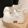 Mocasines de Suela Gruesa de 8 cm para Mujer Primavera 2025 Nuevo Estilo Zapatos de Cuero Pequeños para Aumentar la Estatura Plataforma de Punta Ancha Bailarinas para Mujer
