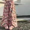 Conjunto de Roupa para Meninas Primavera e Outono 2026 Novo Estiloso Estampa de Letras Camada Base Combinada com Calça Cargo Camuflada Conjunto para Crianças Maiores Tendência