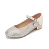 Zapatos para padres 2022 primavera y otoño zapatos nuevos 32 comercio exterior zapatos bajos zapatos de moda lentejuelas rojo dorado plateado punta redonda