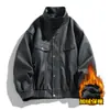 Jaqueta de Couro Masculina Transfronteiriça Jaqueta de Couro Retrô Americana Jaqueta de Couro Grossa com Lã para o Inverno Masculina Jaqueta de Couro Estilosa para Motociclista Masculina