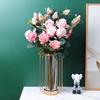 Ramo de simulación para sala de estar, mueble de TV, adornos, jarrón, conjunto floral, decoración de flores de simulación, rosa hidratante búlgara